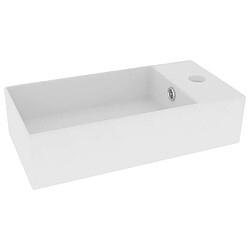 vidaXL Lavabo à trop-plein - Blanc Mat