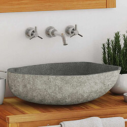 vidaXL Lavabo en Pierre de Rivière - Ovale
