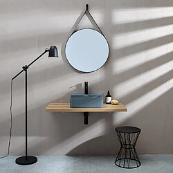 Kiamami Valentina Lavabo Carré Céramique - Gris Bleuté pas cher