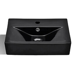 Avis vidaXL Vasque avec Trop-plein/Robinet Noir Céramique