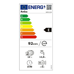 Lave-vaisselle 60cm 12 couverts 49db - ADP 1212 B - AMICA