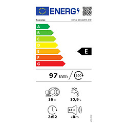 Lave-vaisselle 60cm 16 couverts 43db bandeau noir - rdsn2d622pb47 - ROSIERES