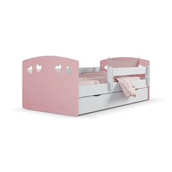 Lit bébé avec rangement - Rose poudre