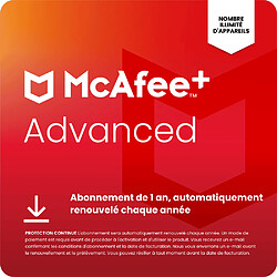 McAfee+ Advanced Protection tout-en-un - Antivirus IA - Détecteur fraudes SMS et surveillance identité