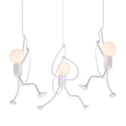 Stoex Lustre Suspension Blanc - 3x E27 Non Inclus Lustre moderne en fer - Style cartoon - Longueur ajustable 26-140 cm - Ampoule E27