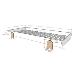 MES Sommiers empilables 90x200 cm Gris pas cher