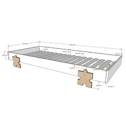 MES Sommiers empilables gris 90x200 cm pas cher
