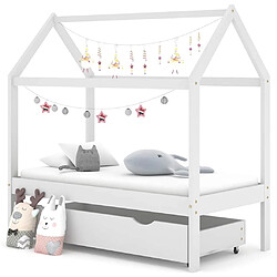VidaXL Cadre de lit enfant - Blanc Pin