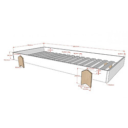 Acheter VIPACK Lit Modulo Gris Empilable 90x200