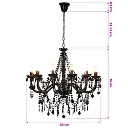 VidaXL Lustre avec Perles Noir 12 Ampoules pas cher