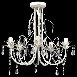 Helloshop26 Lustre Plafonnier Cristal - Blanc