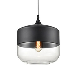 Universal Éclairage Décoratif - Verre Noir Lustre décoration - Verre noir - E27 - 250x225 mm - Ampoule non incluse - Style contemporain