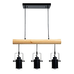 Acheter Decoshop26 Suspension 3 spots bois métal - Noir et bois