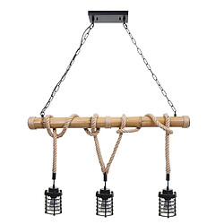 Decoshop26 Suspension industrielle bambou métal - Noir pas cher