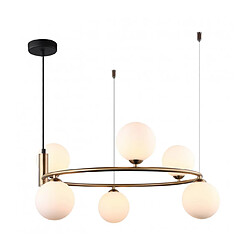Luminaire Center Suspension Amily - Blanc Suspension moderne - Acier et verre - 6 ampoules G9 - 25W max - Largeur 60 cm - IP20