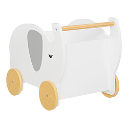 Atmosphera Coffre chariot enfant éléphant - Blanc