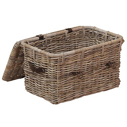 Decoshop26 Coffre rotin kubu - Gris