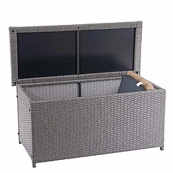 Decoshop26 Coffre de jardin résine tressée - Gris pas cher