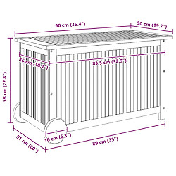 Boîte de rangement vidaXL bois acacia 90x50 pas cher