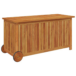 Helloshop26 Coffre de jardin bois acacia avec roues 113 x 50 x 58 cm
