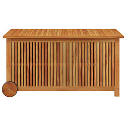 Helloshop26 Coffre de jardin bois acacia avec roues 113 x 50 x 58 cm