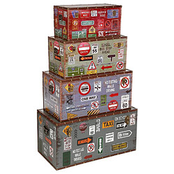 Pegane Set de 4 malles d'intérieur - Multicolore