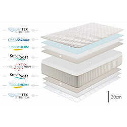 Moonia Matelas Olympus, 30cm, 160x200cm pas cher