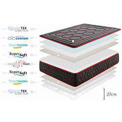 Moonia MATELAS Hexaflex Moon 27cm, 140x200cm pas cher