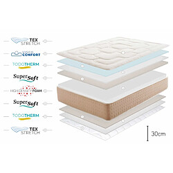 Moonia Matelas Royal Prime - 160X200, 30cm pas cher