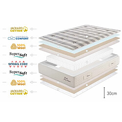 Moonia Matelas Grand Spring Nature - 150X200, 30cm pas cher