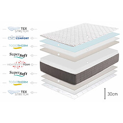 Moonia Matelas King Relax Supreme - 90X190, 30cm pas cher