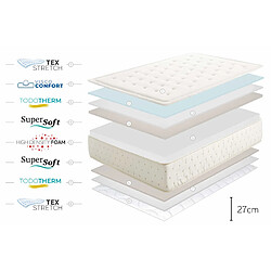 Moonia Matelas Premium Cashmere 27cm, 160x190cm pas cher