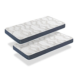 Dormalit ERGO CONFORT 90x160 Lot 2 Matelas 90x160 - Épaisseur 14 cm - Reversible - Airfresh - Juvénile - Idéal lits gigognes