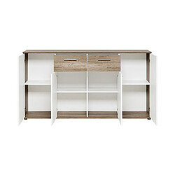 Avis Mes Buffet 4 portes 2 tiroirs 160x35x85 cm décor chêne sonoma et blanc