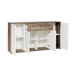 Acheter Mes Buffet 4 portes 2 tiroirs 160x35x85 cm décor chêne sonoma et blanc