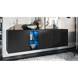 MPC - Noir mat Buffet suspendu - MDF avec LED - 182 x 35 x 53 cm