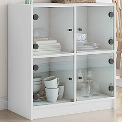 vidaXL Armoire latérale avec portes en verre blanc 68x37x75,5 cm