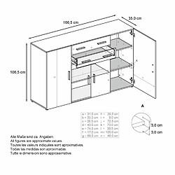 MPC Buffet 166,5x106,5x35 cm - Blanc Mat et Crème pas cher