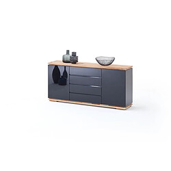 Avis Pegane Buffet en chêne massif coloris laqué noir brillant - L172 x H81 x P40 cm