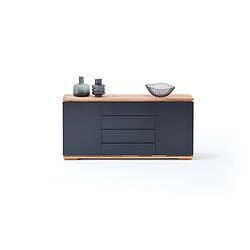 Pegane Buffet en chêne massif coloris laqué noir brillant - L172 x H81 x P40 cm 