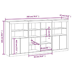 VIDAXL vidaXL Buffet LED chêne fumé 202x37x100 cm pas cher