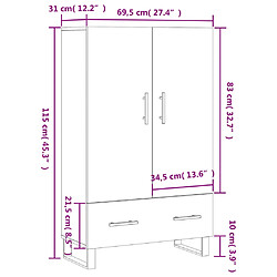 VIDAXL vidaXL Buffet haut sonoma gris 69,5x31x115 cm pas cher