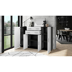 Avis MPC Buffet Anthracite Mat et Blanc Laqué 166,5x106,5x35 cm