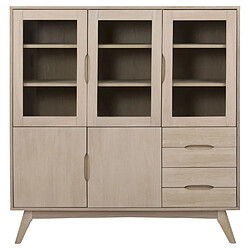 Avis Toilinux Vitrine en MDF avec 3 portes vitrées, 2 portes pleines et 4 tiroirs - Beige