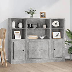 vidaXL Buffets 3 pcs - Gris béton Buffets - Bois d'ingénierie gris béton - Grand espace de rangement - 3 pièces incluses