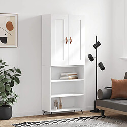VidaXL Buffet Haut 3200041 - Blanc Buffet haut - Bois d'ingénierie, métal - 69.5 x 34 x 180 cm - Portes dissimulatrices