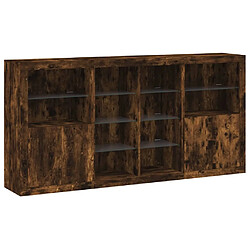 Avis VIDAXL vidaXL Buffet LED chêne fumé 202x37x100 cm