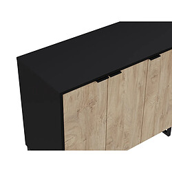 Avis Pegane Buffet Meuble de rangement en mélamine coloris chêne et noir - Longueur 180 x profondeur 44 x Hauteur 75 cm