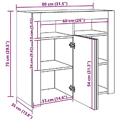 vidaXL Buffet LED Blanc 75 cm - Bois d'ingénierie pas cher