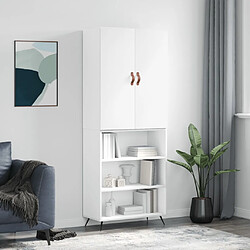 vidaXL Buffet haut Blanc 69,5x34x180 cm Buffet haut - Bois d'ingénierie - Pieds en métal - Blanc - 180 cm
